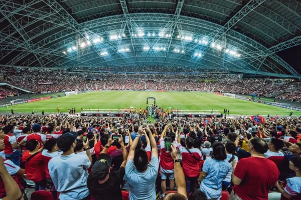 fans in a football stadium