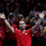 Nadal during the Davis Cup anthem