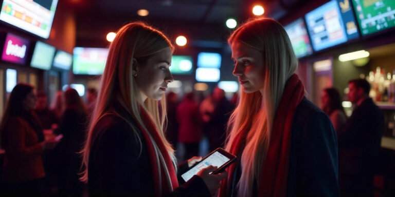 women look at self-monitoring tools for sports betting on a tablet