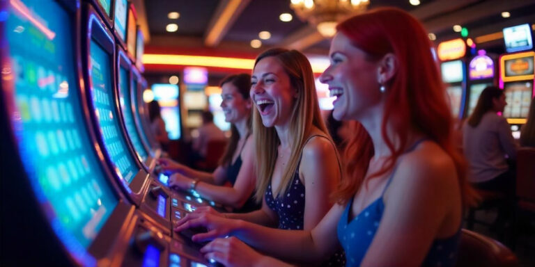 young women playing in casino