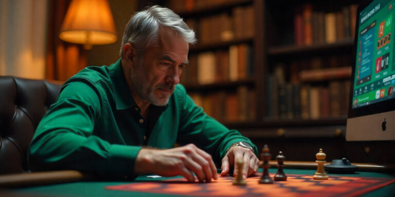 chess player plays blackjack in an online casino